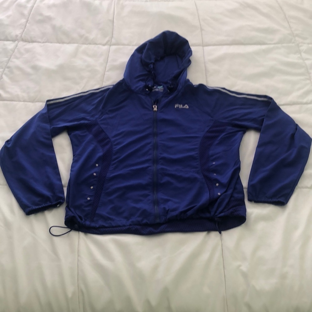 FILA Sport running lightweight zip up jacket hoodie pockets in navy purple